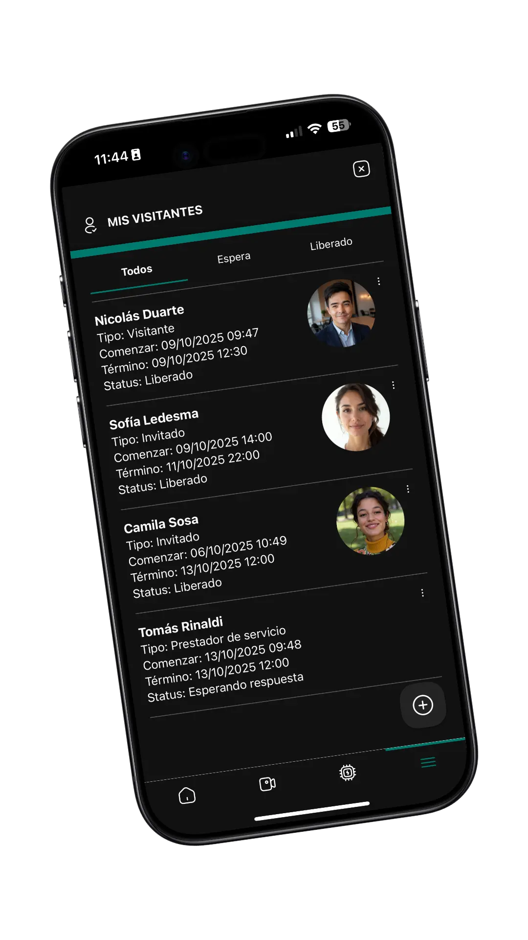 Telefono con Aplicación de visitantes